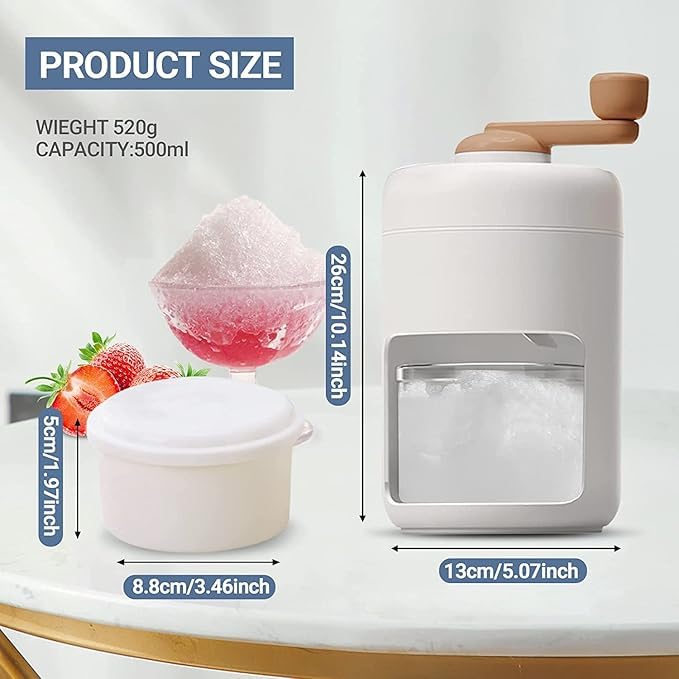 Manual Hand Cranked Ice Crusher - Premium Portable Manual Shaved Ice Machine - image 6