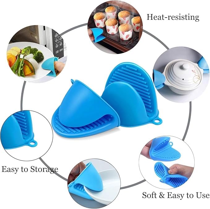 Silicone Heat Resistant Cooking Pinch Mitts, Microwave Oven Hand Gloves