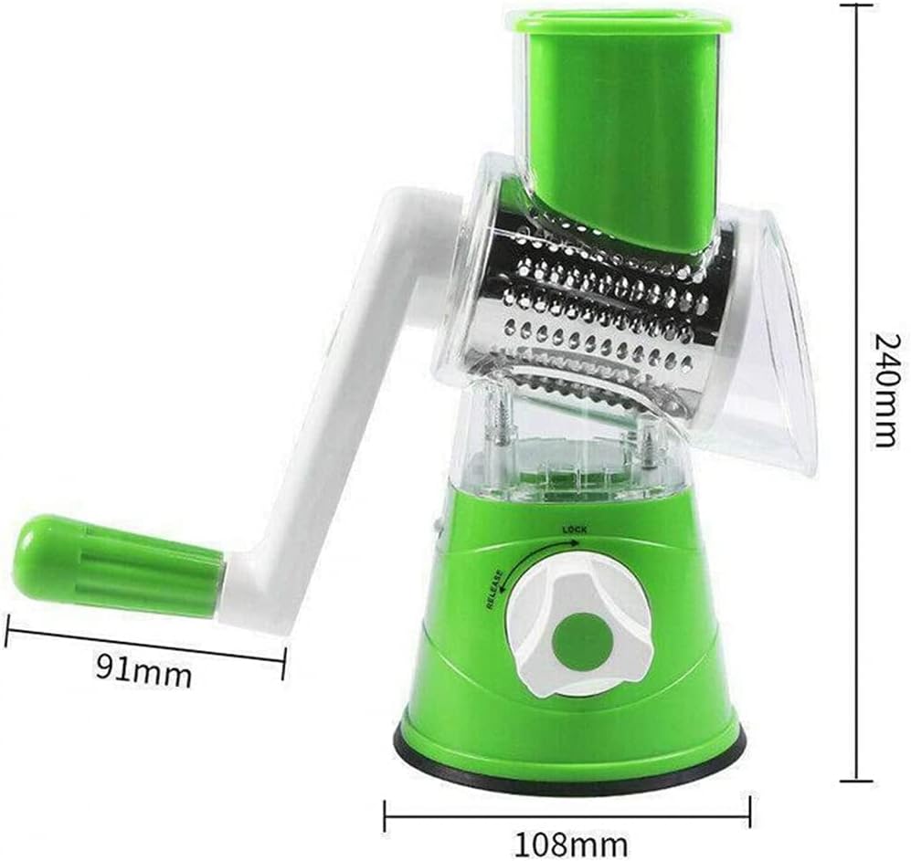 Manual Tabletop Drum Cheese Grater, 3 in 1 Rotary Shredder Slicer Grinder for Cucumber Nut Potato Carrot Cheese - image 8
