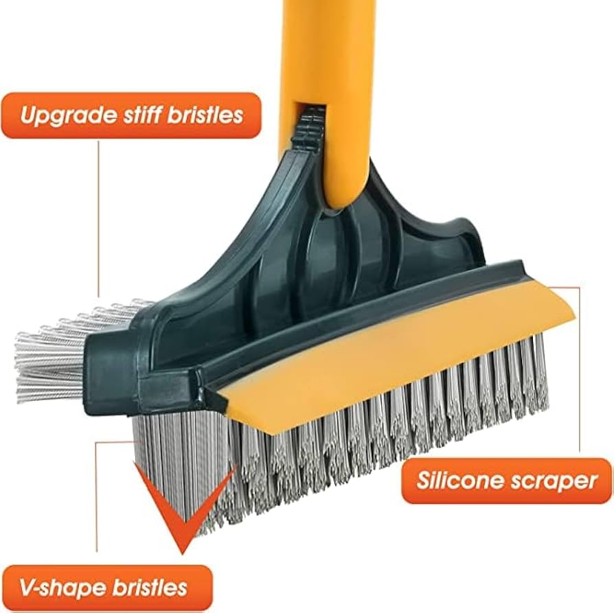 2 in 1 Cleaning Brush with wiper, Tiles Cleaning Brush with Long Handle, 120° Rotate Bathroom Floor Cleaning Brush - image 3