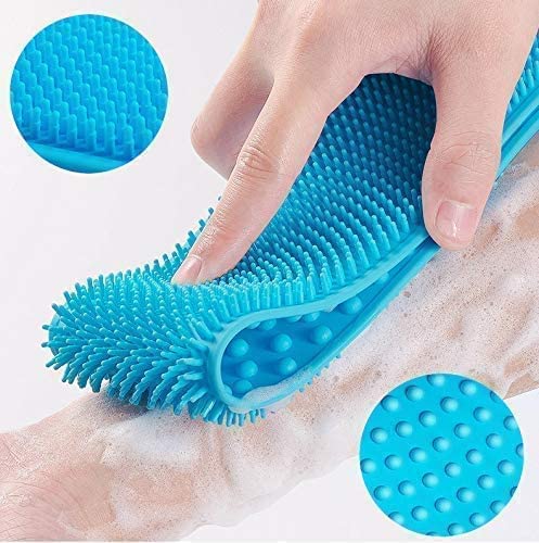 Silicone Shower Bath Belt Dual Side Back Scrubber Brush and Massager