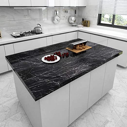 Marble Sheets for Home Wall Black And Other Colors Marble Wallpaper for Walls Design Contact Paper for Kitchen Countertop Waterproof (60*200cm)