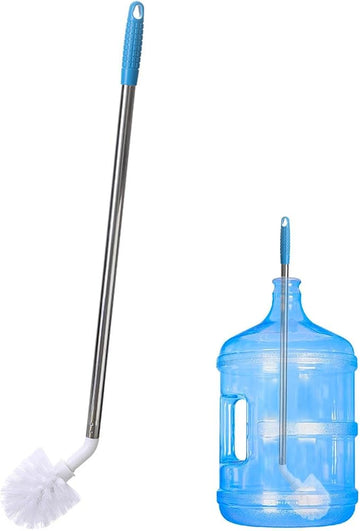 24 Inch Long Handle Bottle & Water Jug Cleaning Brush – L-Shape Nylon Bristle Scrubber for 3 & 5 Gallon Bottles, Glass Carafe, Water Bucket & Drinking Containers