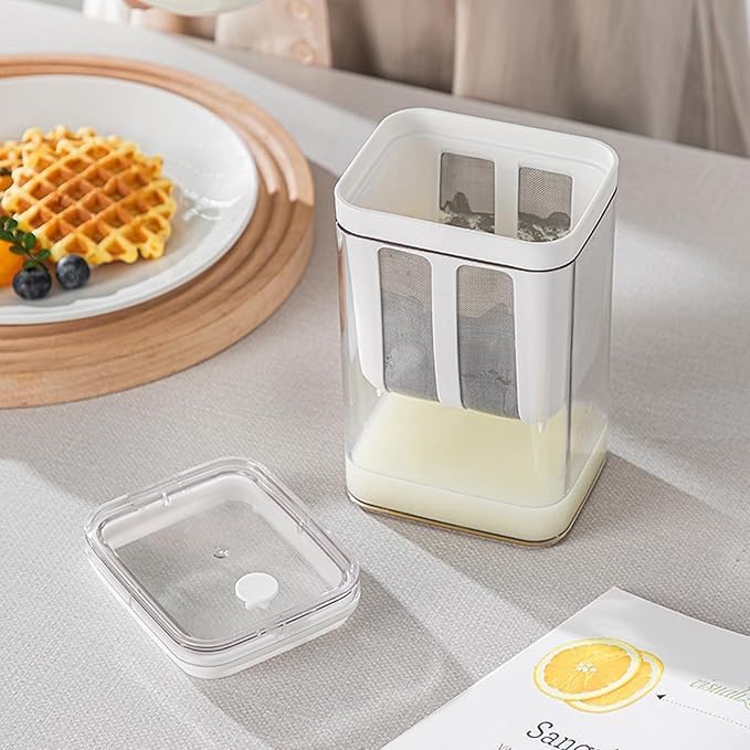 Greek Yogurt Strainer 1800ml with Fine Mesh Filter, Reusable Straining Bag & Lid | Homemade Greek Yogurt Maker