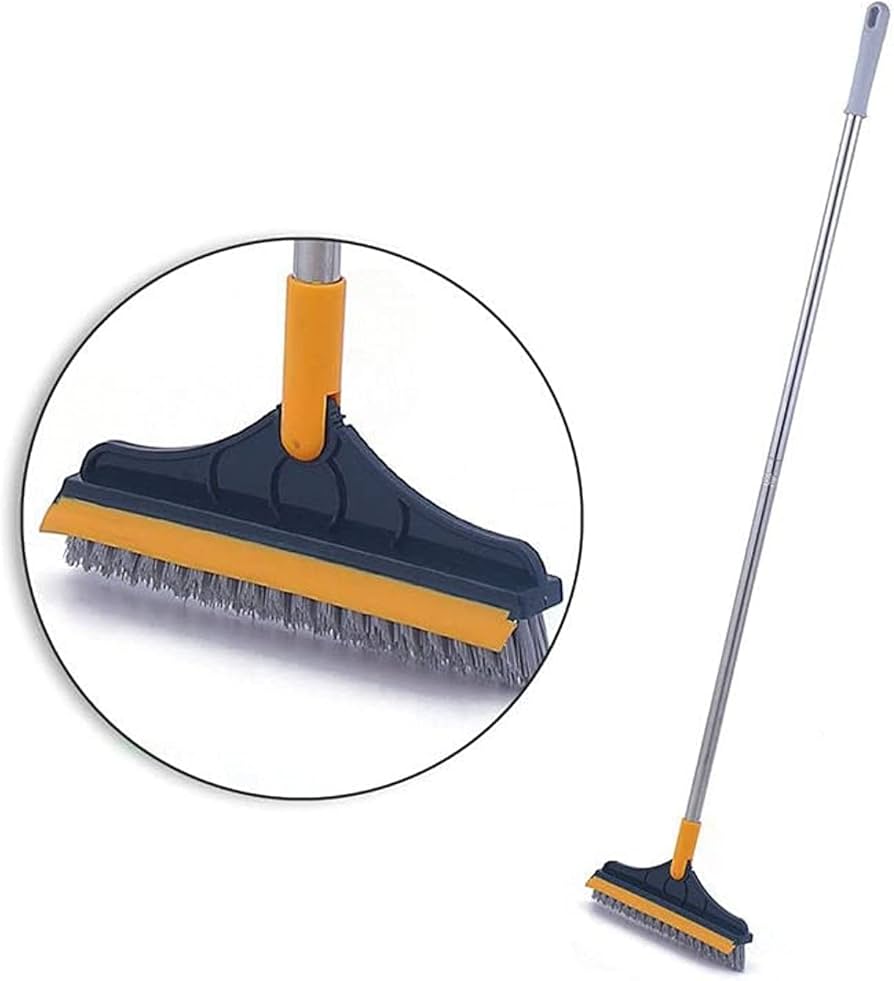 2 in 1 Cleaning Brush with wiper, Tiles Cleaning Brush with Long Handle, 120° Rotate Bathroom Floor Cleaning Brush - image 2