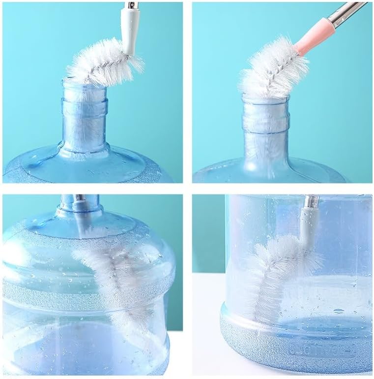 24 Inch Long Handle Bottle & Water Jug Cleaning Brush – L-Shape Nylon Bristle Scrubber for 3 & 5 Gallon Bottles, Glass Carafe, Water Bucket & Drinking Containers