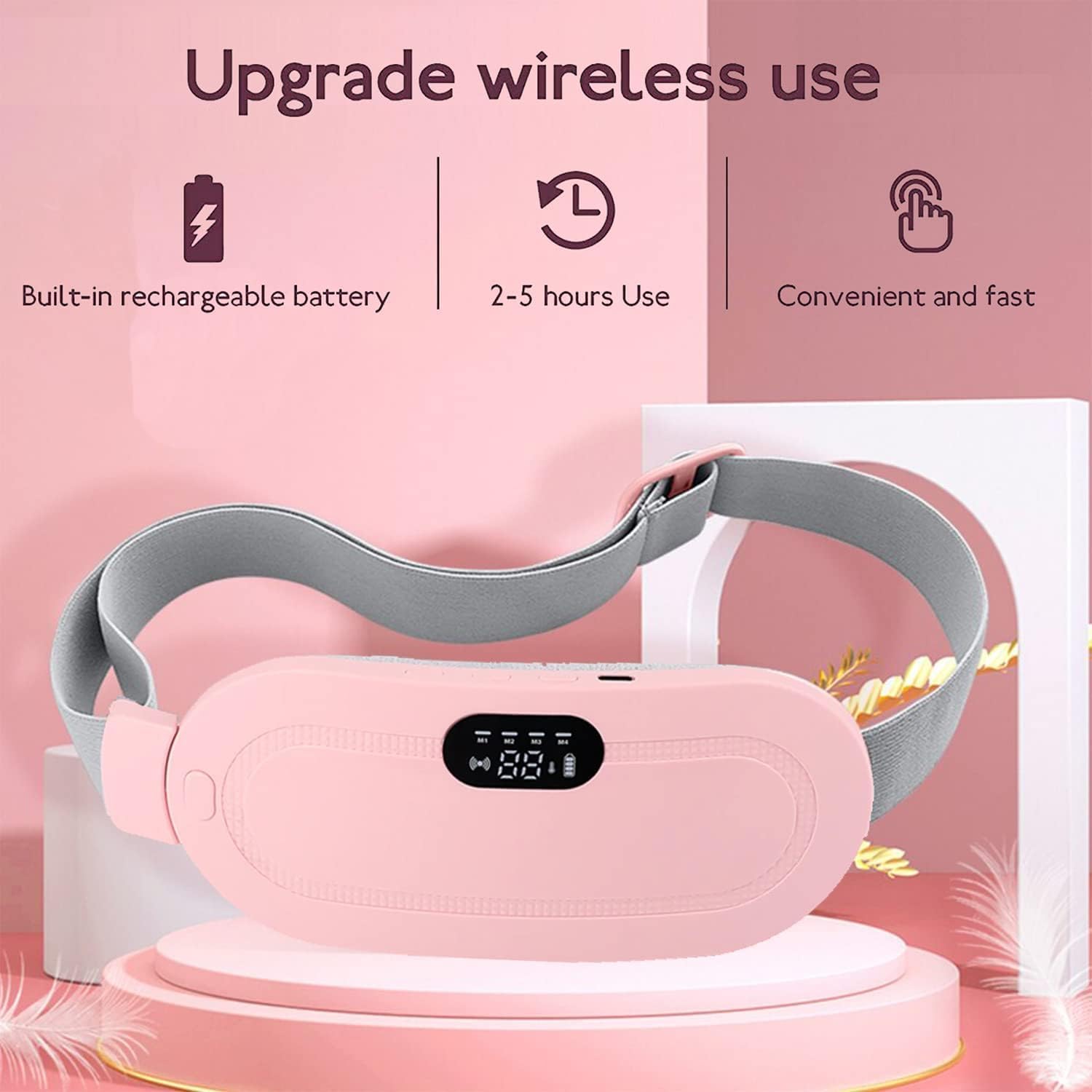 Cordless Period Cramp Relief Massager Belt with 3 Speed & 3 Crampfree Massage Modes