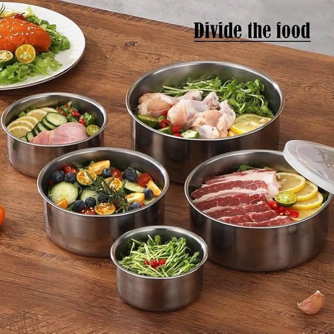 Stainless Steel Food Storage Containers Set of 5 | Kitchen Storage Boxes with Lids