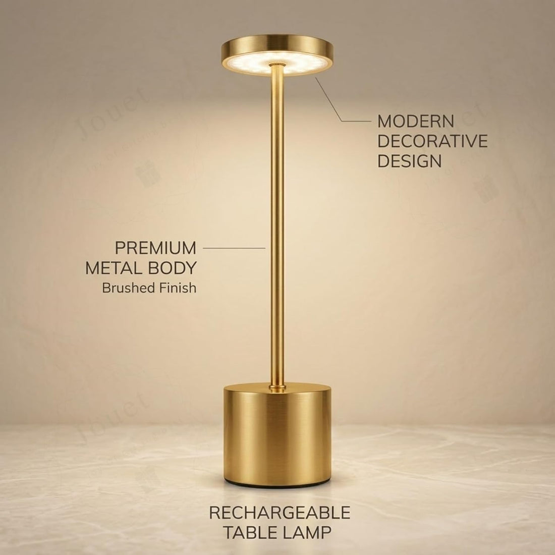LED Table Lamp, Modern Metal Disc Desk Lamp with Warm Light