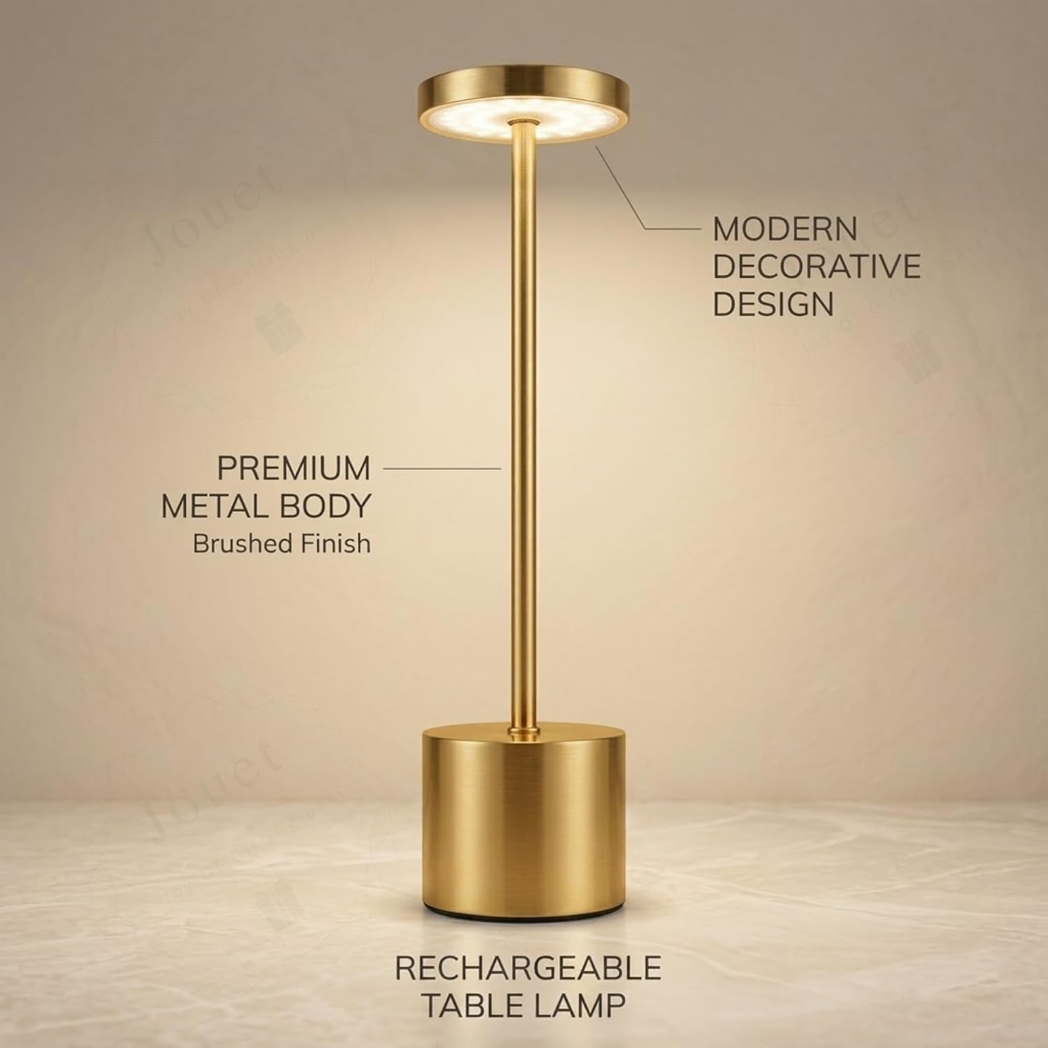 LED Table Lamp, Modern Metal Disc Desk Lamp with Warm Light