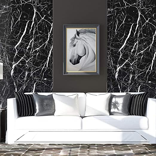 Marble Sheets for Home Wall Black And Other Colors Marble Wallpaper for Walls Design Contact Paper for Kitchen Countertop Waterproof (60*200cm)
