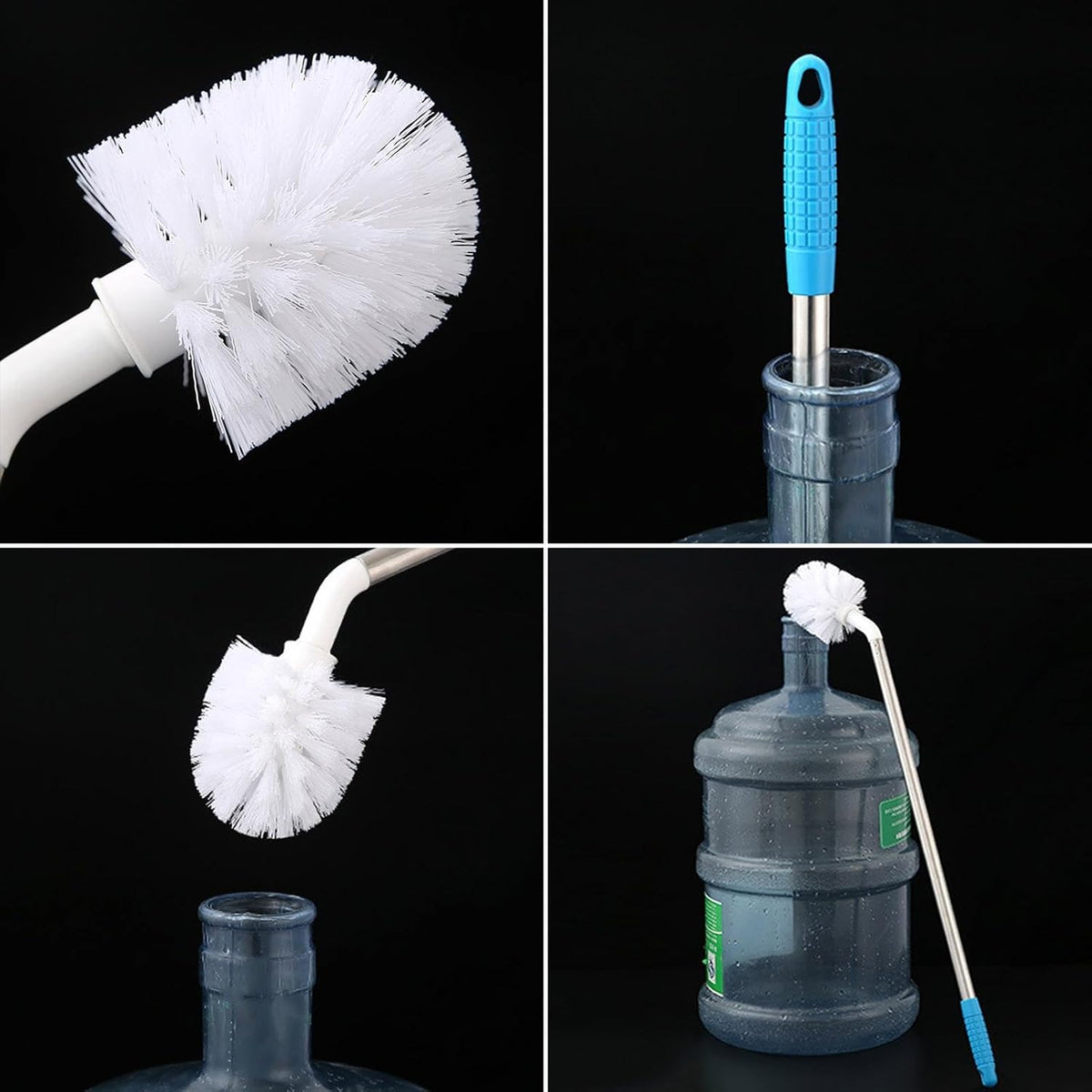 24 Inch Long Handle Bottle & Water Jug Cleaning Brush – L-Shape Nylon Bristle Scrubber for 3 & 5 Gallon Bottles, Glass Carafe, Water Bucket & Drinking Containers
