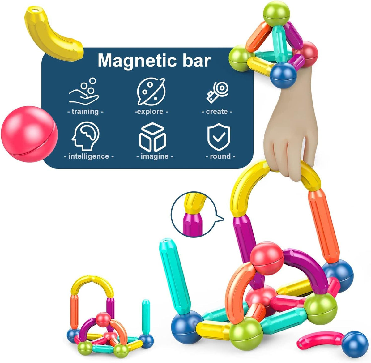 Magnetic Rods Building Blocks | Magnetic Construction Toy for Kids