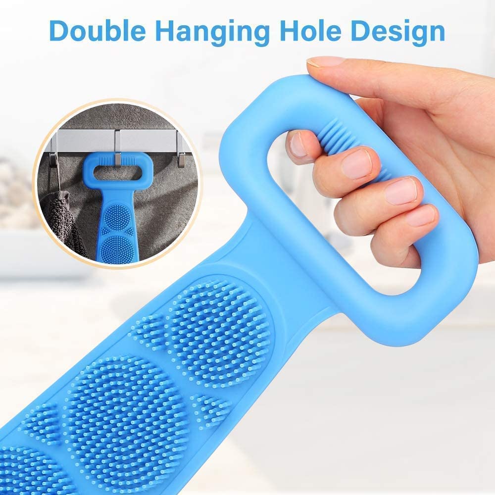 Silicone Shower Bath Belt Dual Side Back Scrubber Brush and Massager