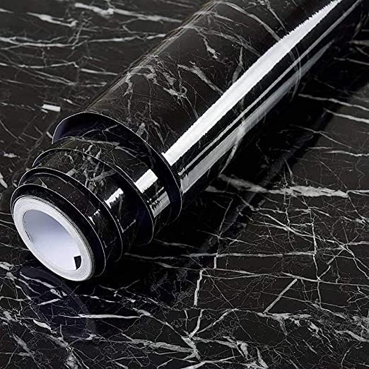 Marble Sheets for Home Wall Black And Other Colors Marble Wallpaper for Walls Design Contact Paper for Kitchen Countertop Waterproof (60*200cm)