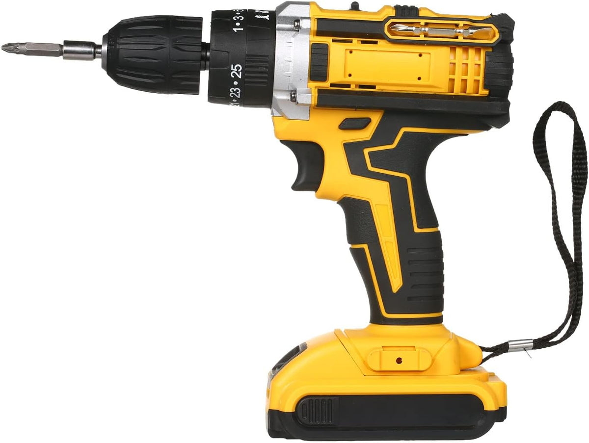 Cordless Drill Driver Kit with 2 Batteries | Electric Power Drill with Keyless Chuck, LED Light & Toolbox
