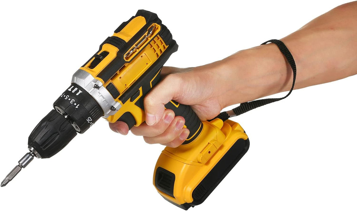 Cordless Drill Driver Kit with 2 Batteries | Electric Power Drill with Keyless Chuck, LED Light & Toolbox
