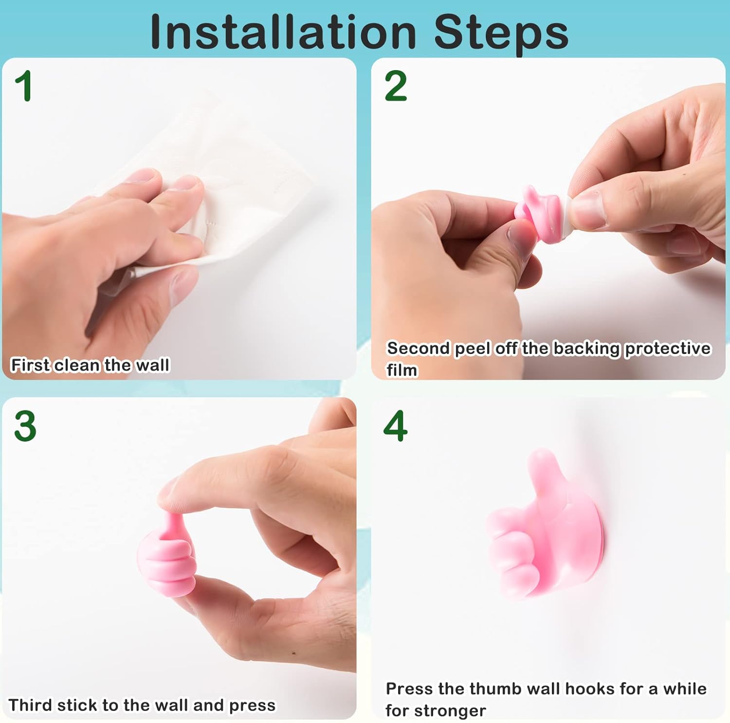 Self Adhesive Silicone Thumbs Up Wall Hooks