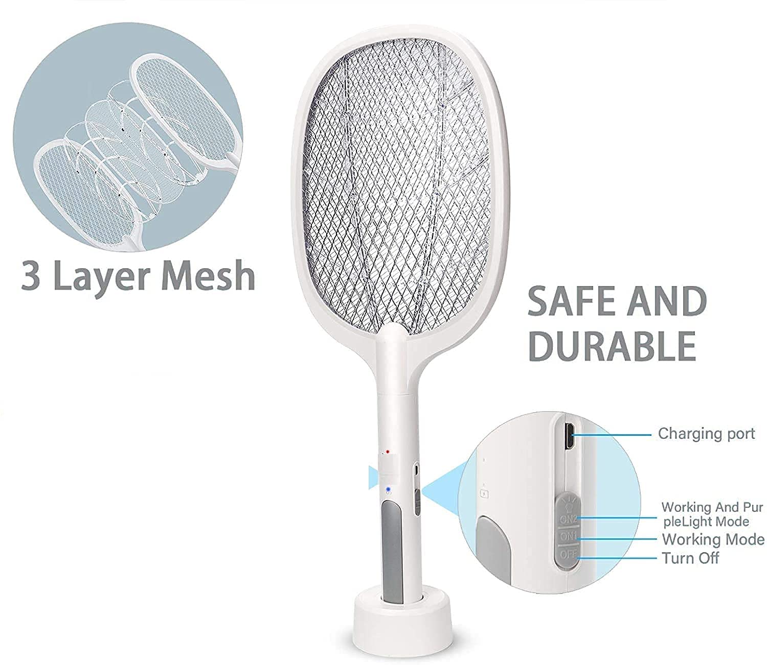 Electric Mosquito Racket with UV Light Lamp