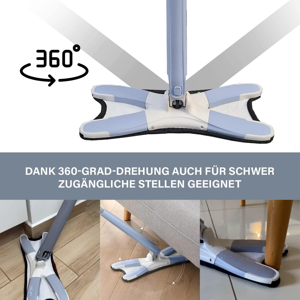 X Type Floor Mop – Flat Microfiber Cleaning Mop, Lightweight Easy Install Mop for Home, Kitchen & Bathroom