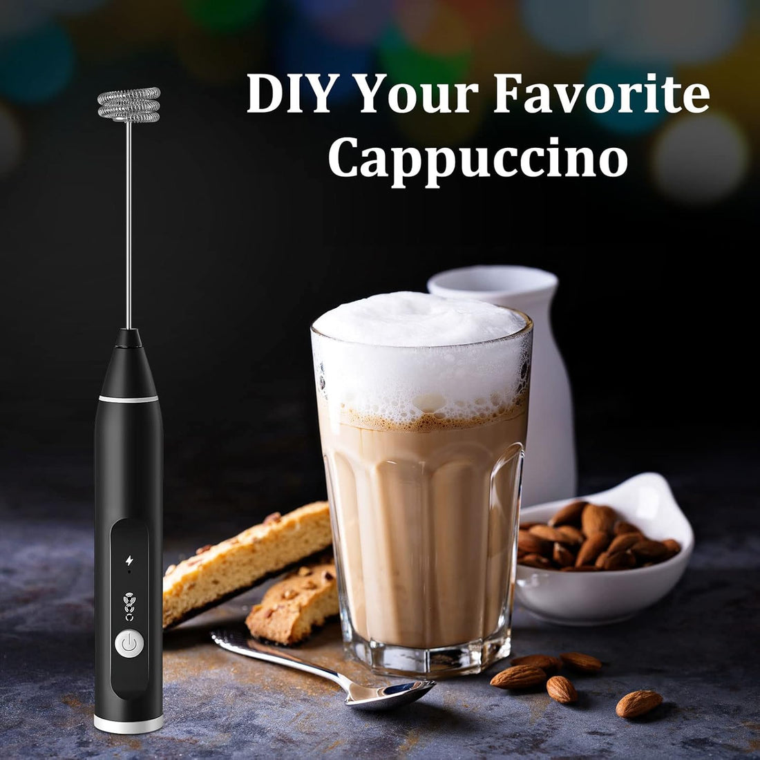 Wireless Electric Egg Beater Milk Frother, Household Electric Milk Frother Machine, Coffee Stirring Stick, Milk Cover, Hair Beater, 2 in 1 USB Rechargeable Electric Egg Beater Whisk Coffee Mixer