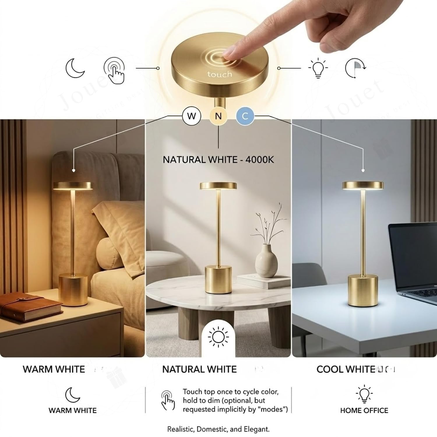 LED Table Lamp, Modern Metal Disc Desk Lamp with Warm Light