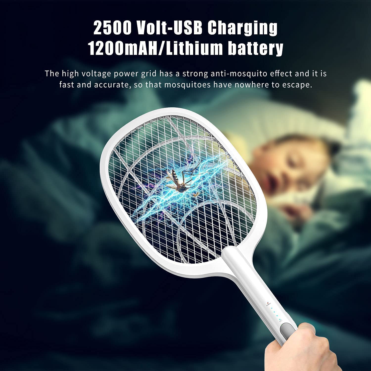 Electric Mosquito Racket with UV Light Lamp