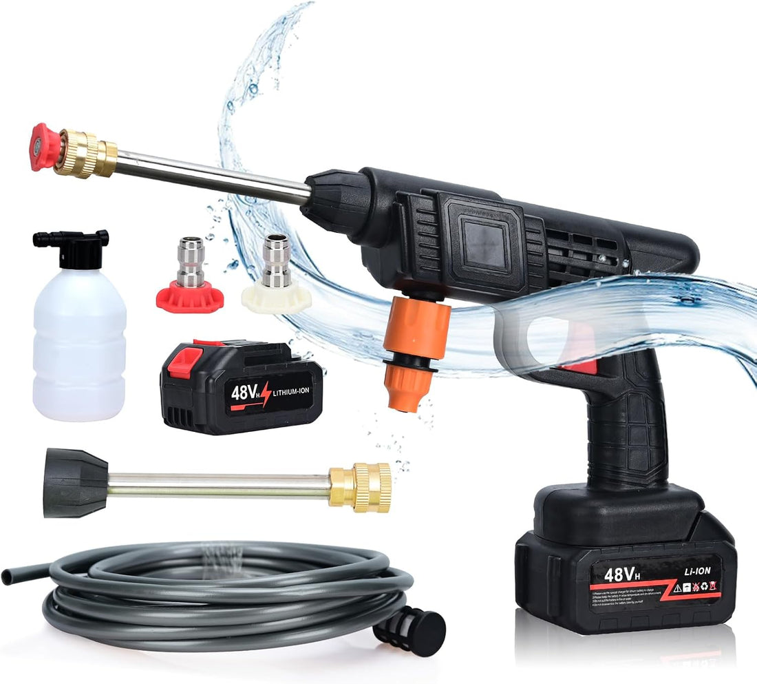 Wash Your Car at Home in Minutes - No Expensive Service Needed 💦      Powerful 30Bar Pressure Gun with Battery - Clean Cars, Bikes, Solar Panels & More!