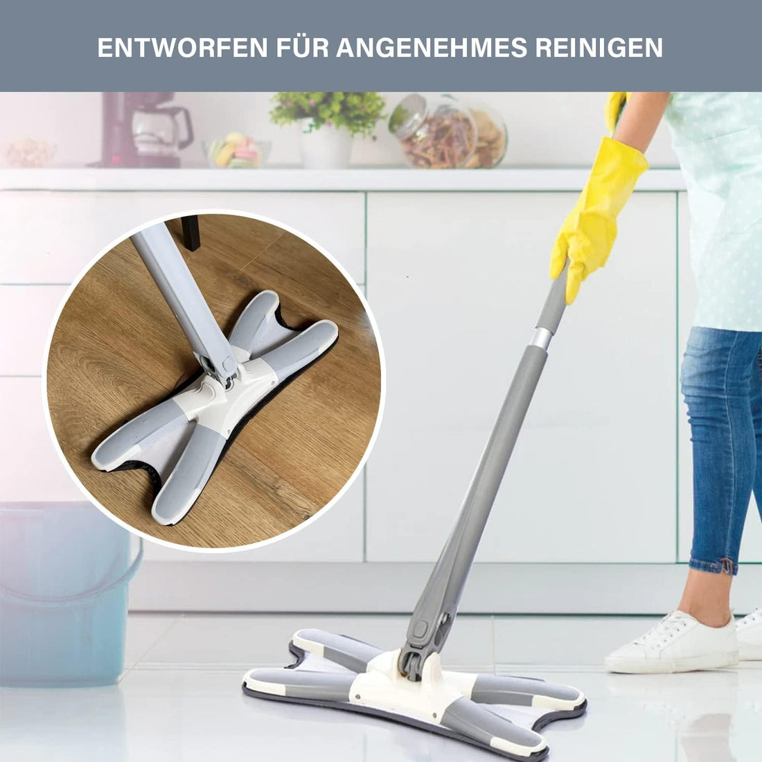 X Type Floor Mop – Flat Microfiber Cleaning Mop, Lightweight Easy Install Mop for Home, Kitchen & Bathroom
