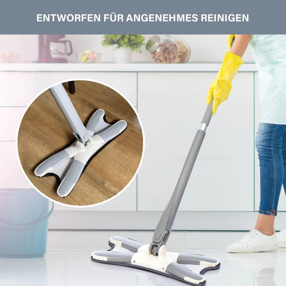 X Type Floor Mop – Flat Microfiber Cleaning Mop, Lightweight Easy Install Mop for Home, Kitchen & Bathroom
