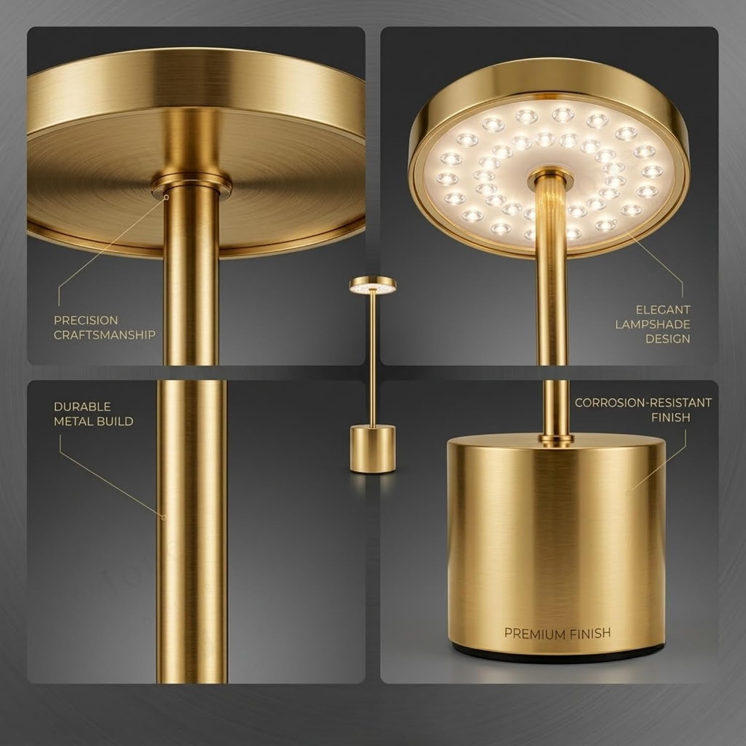 LED Table Lamp, Modern Metal Disc Desk Lamp with Warm Light