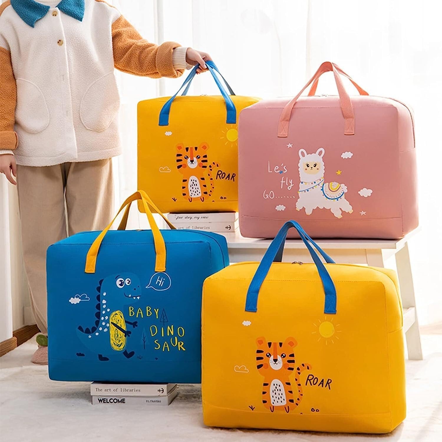 Clothes Storage Bags with Zipper and Handle, Space Saving Closet Bags