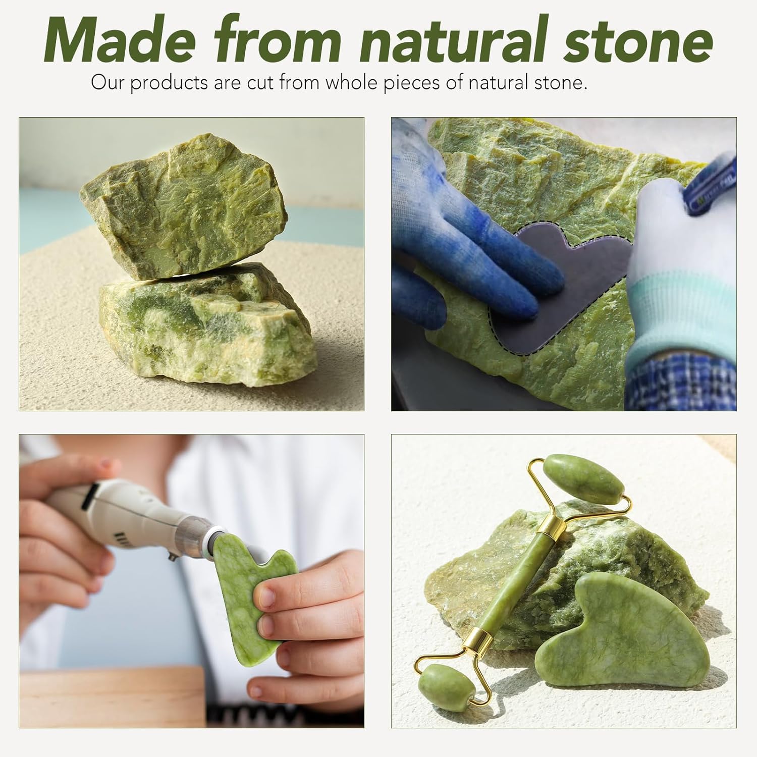 Jade Roller Set and Gua Sha for Face, Cooling and Firming Effect, Carving Tool