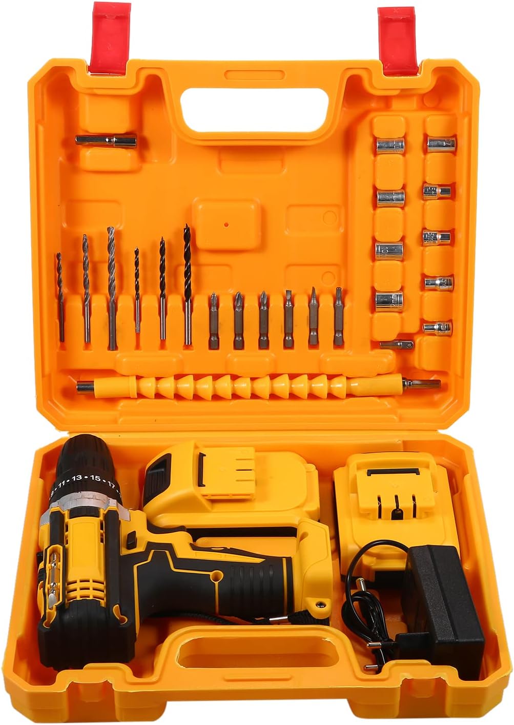 Cordless Drill Driver Kit with 2 Batteries | Electric Power Drill with Keyless Chuck, LED Light & Toolbox