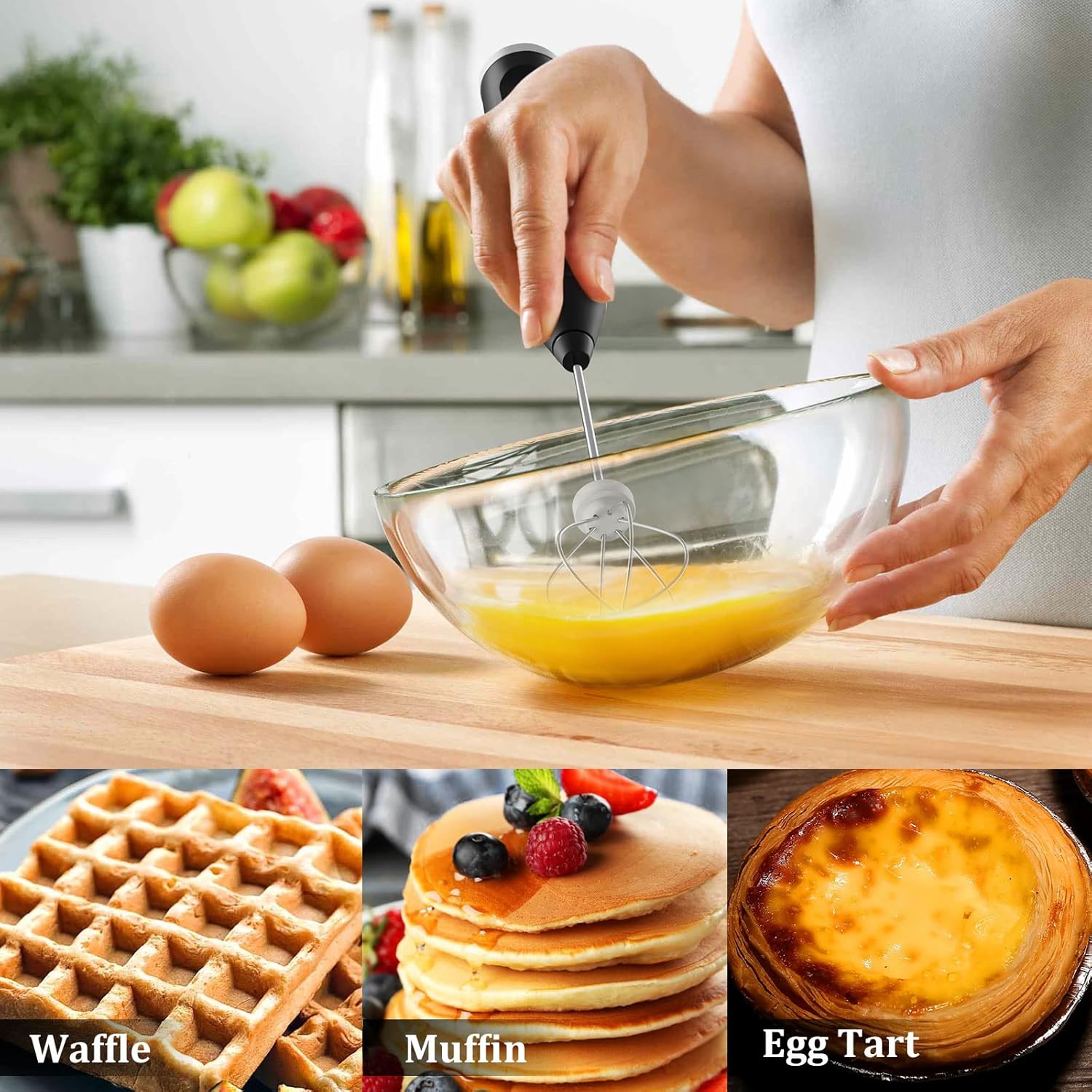 Wireless Electric Egg Beater Milk Frother, Household Electric Milk Frother Machine, Coffee Stirring Stick, Milk Cover, Hair Beater, 2 in 1 USB Rechargeable Electric Egg Beater Whisk Coffee Mixer - image 8