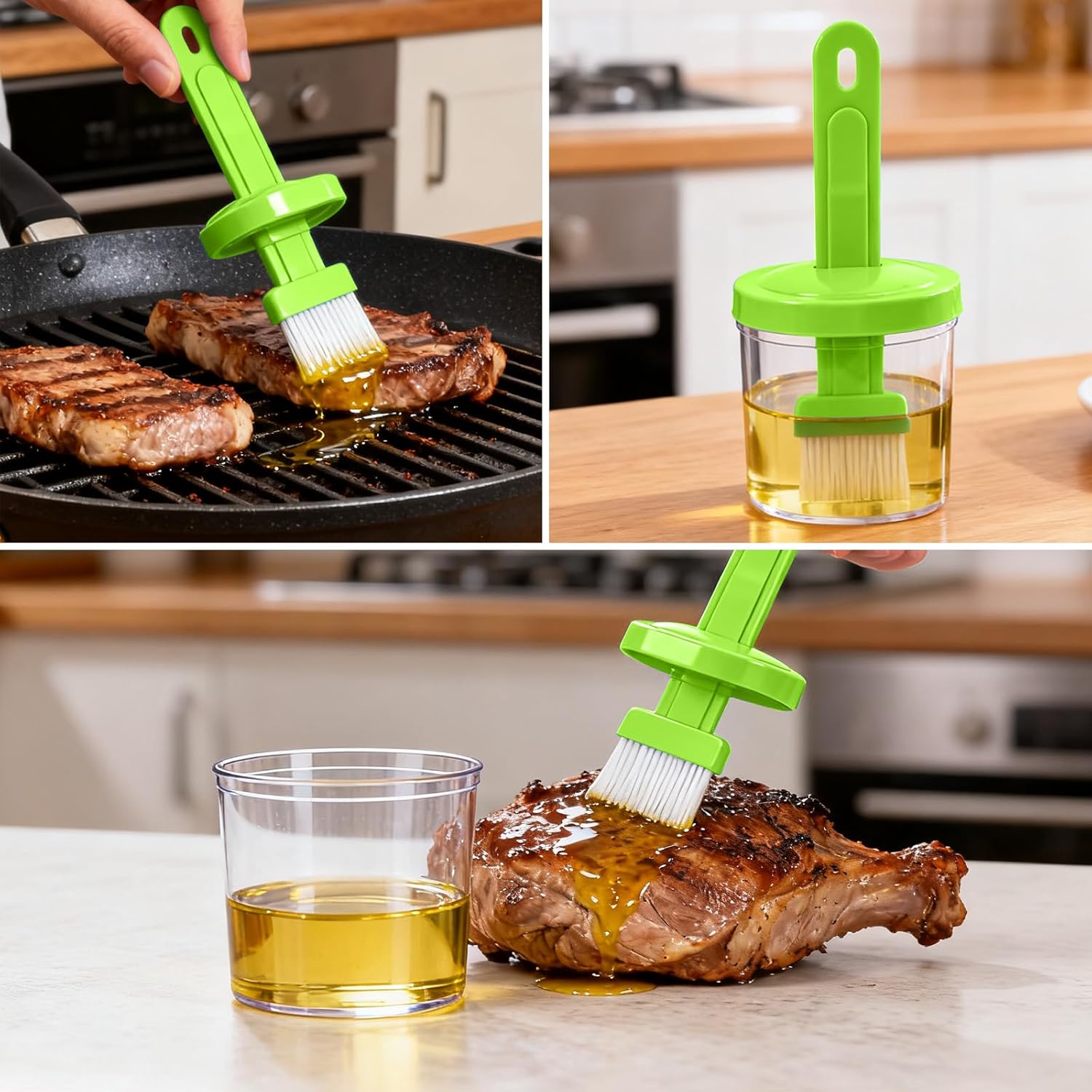 Refillable Silicone Oil Brush with Bottle for Cooking, BBQ, Baking, and Grilling
