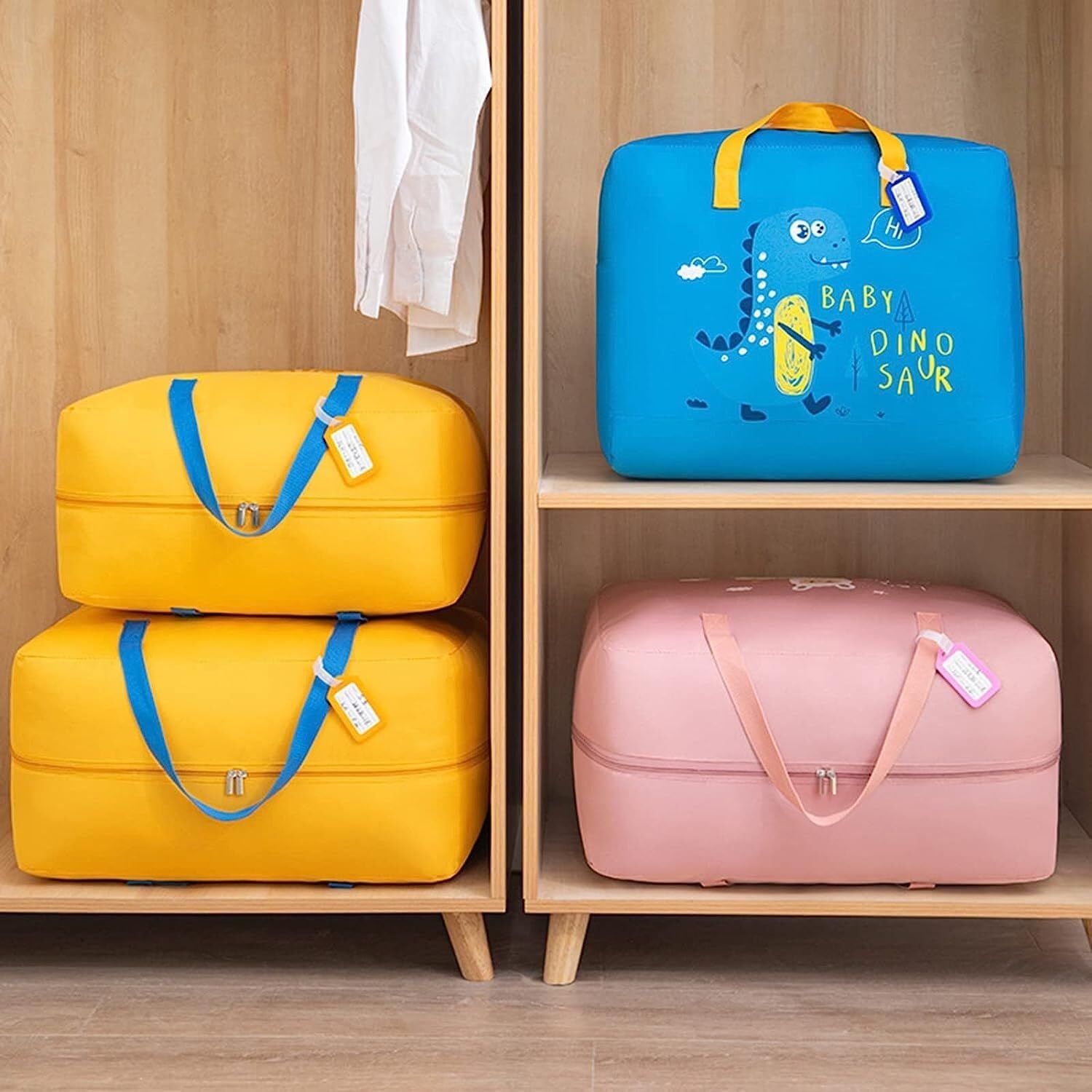 Clothes Storage Bags with Zipper and Handle, Space Saving Closet Bags