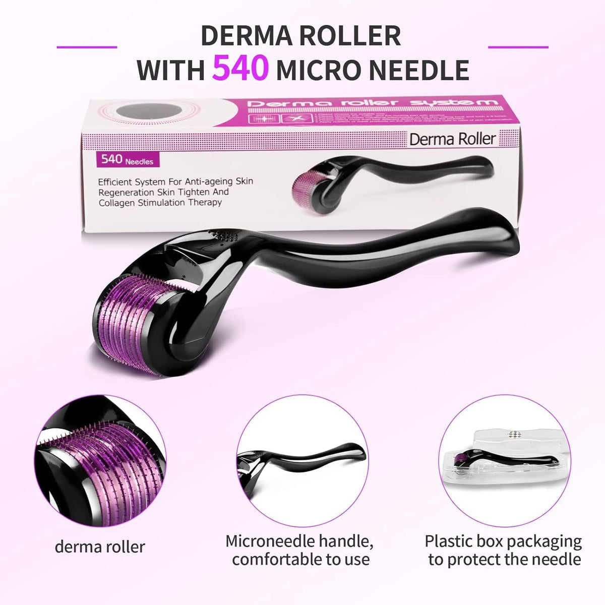 SP Dealz Derma Roller 0.5mm – 540 Titanium Micro Needle Skin & Scalp Care Roller