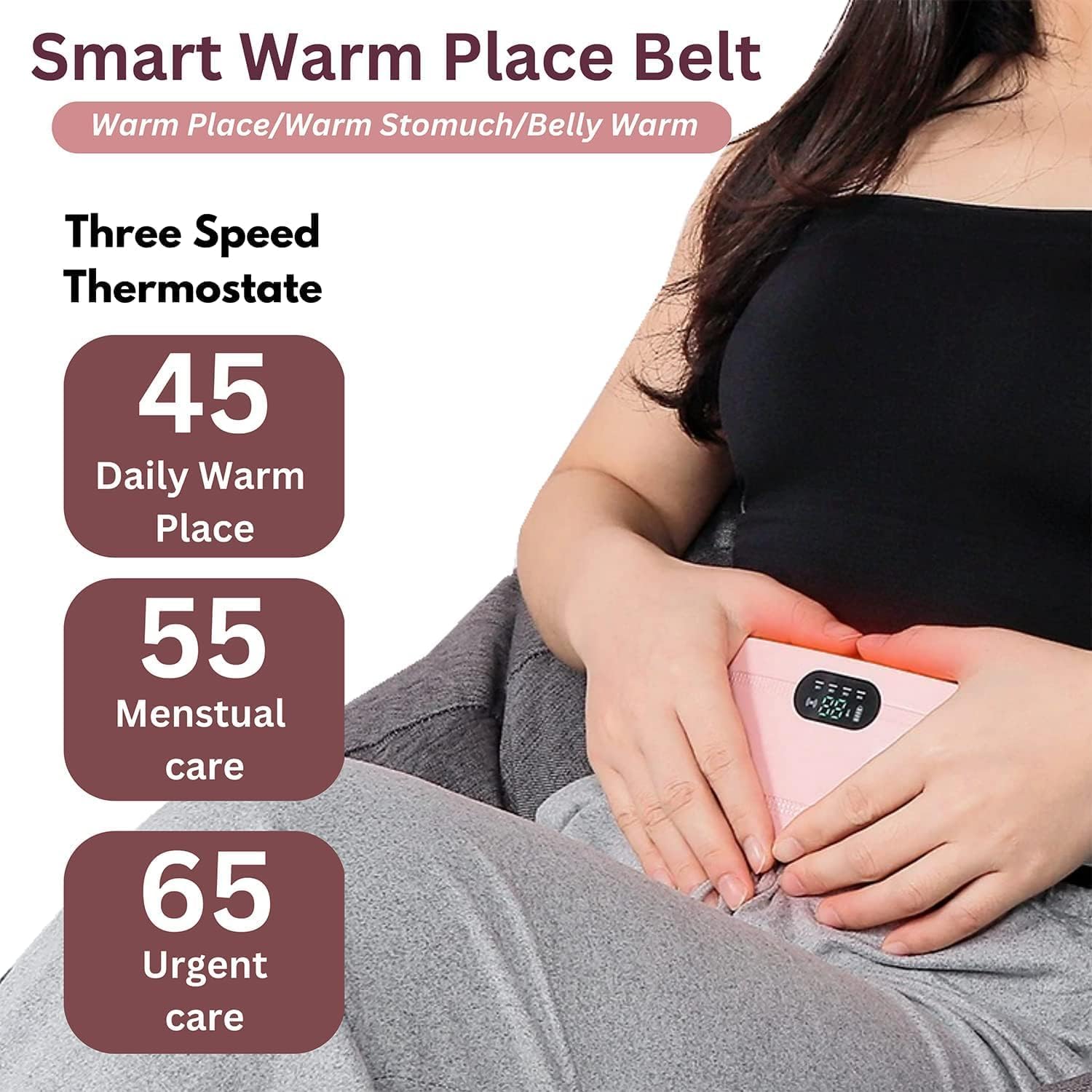 Cordless Period Cramp Relief Massager Belt with 3 Speed & 3 Crampfree Massage Modes