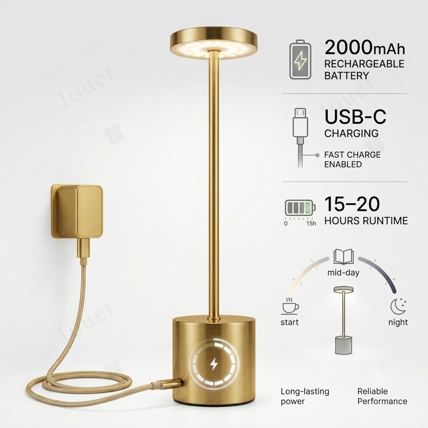 LED Table Lamp, Modern Metal Disc Desk Lamp with Warm Light