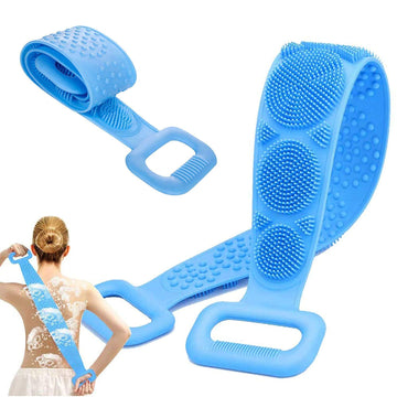 Silicone Shower Bath Belt Dual Side Back Scrubber Brush and Massager