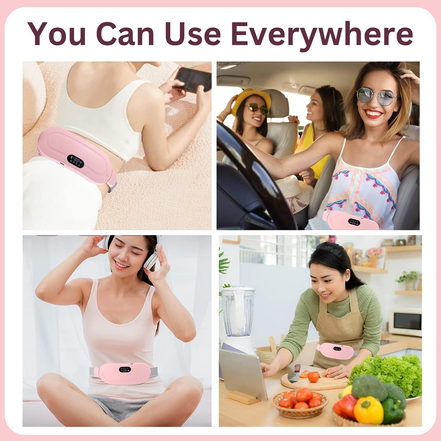 Cordless Period Cramp Relief Massager Belt with 3 Speed & 3 Crampfree Massage Modes