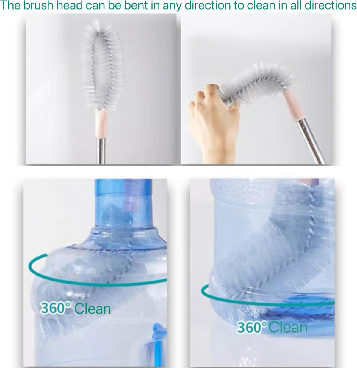 24 Inch Long Handle Bottle & Water Jug Cleaning Brush – L-Shape Nylon Bristle Scrubber for 3 & 5 Gallon Bottles, Glass Carafe, Water Bucket & Drinking Containers