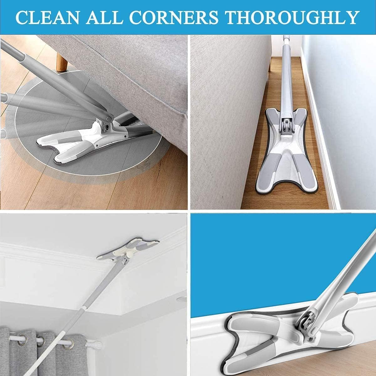X Type Floor Mop – Flat Microfiber Cleaning Mop, Lightweight Easy Install Mop for Home, Kitchen & Bathroom