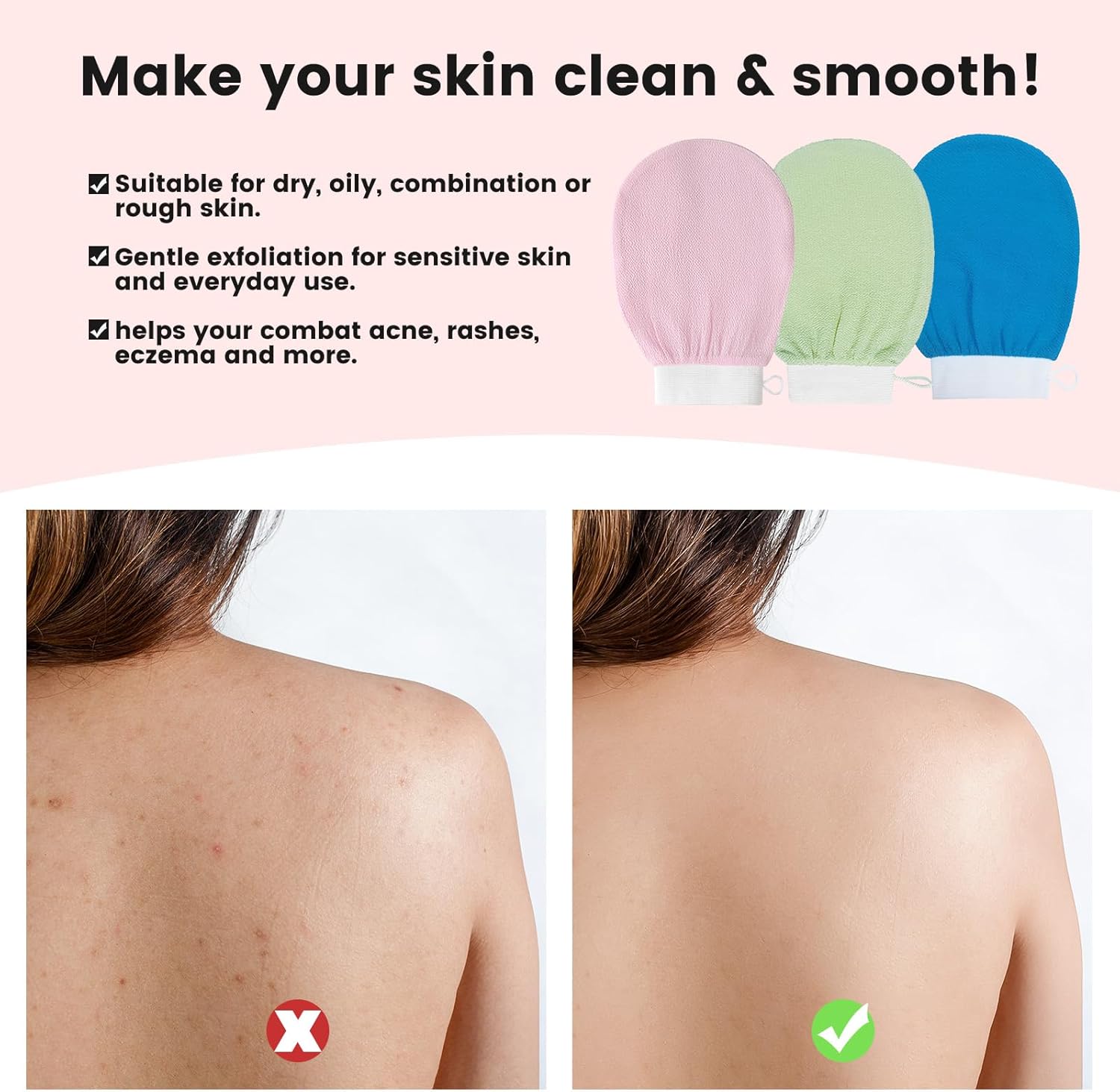 Exfoliating Gloves Scrub Mitt Beauty, Premium Scrub Wash Mitt for Bath or Shower