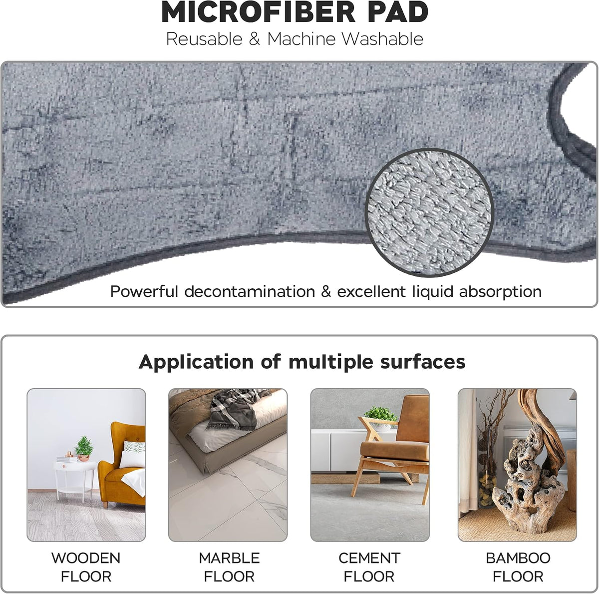 X Type Floor Mop – Flat Microfiber Cleaning Mop, Lightweight Easy Install Mop for Home, Kitchen & Bathroom