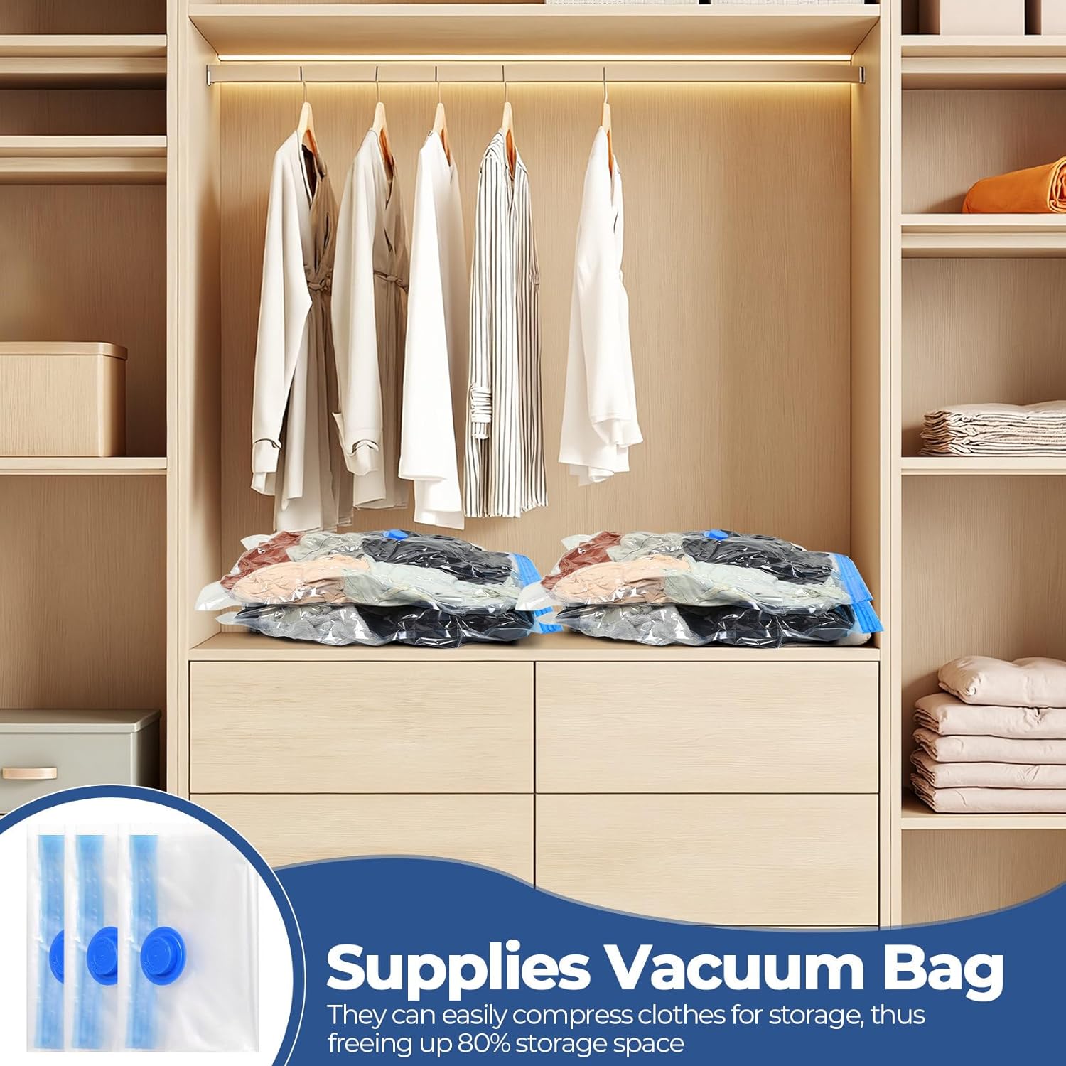 Gadget Deals 5-Vacuum Storage Bags-(2bags50*70cm,2bags60*80cm,1bag80*100cm)-with Pump