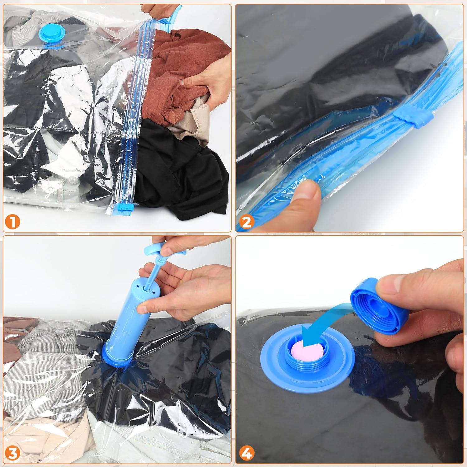 Gadget Deals 5-Vacuum Storage Bags-(2bags50*70cm,2bags60*80cm,1bag80*100cm)-with Pump