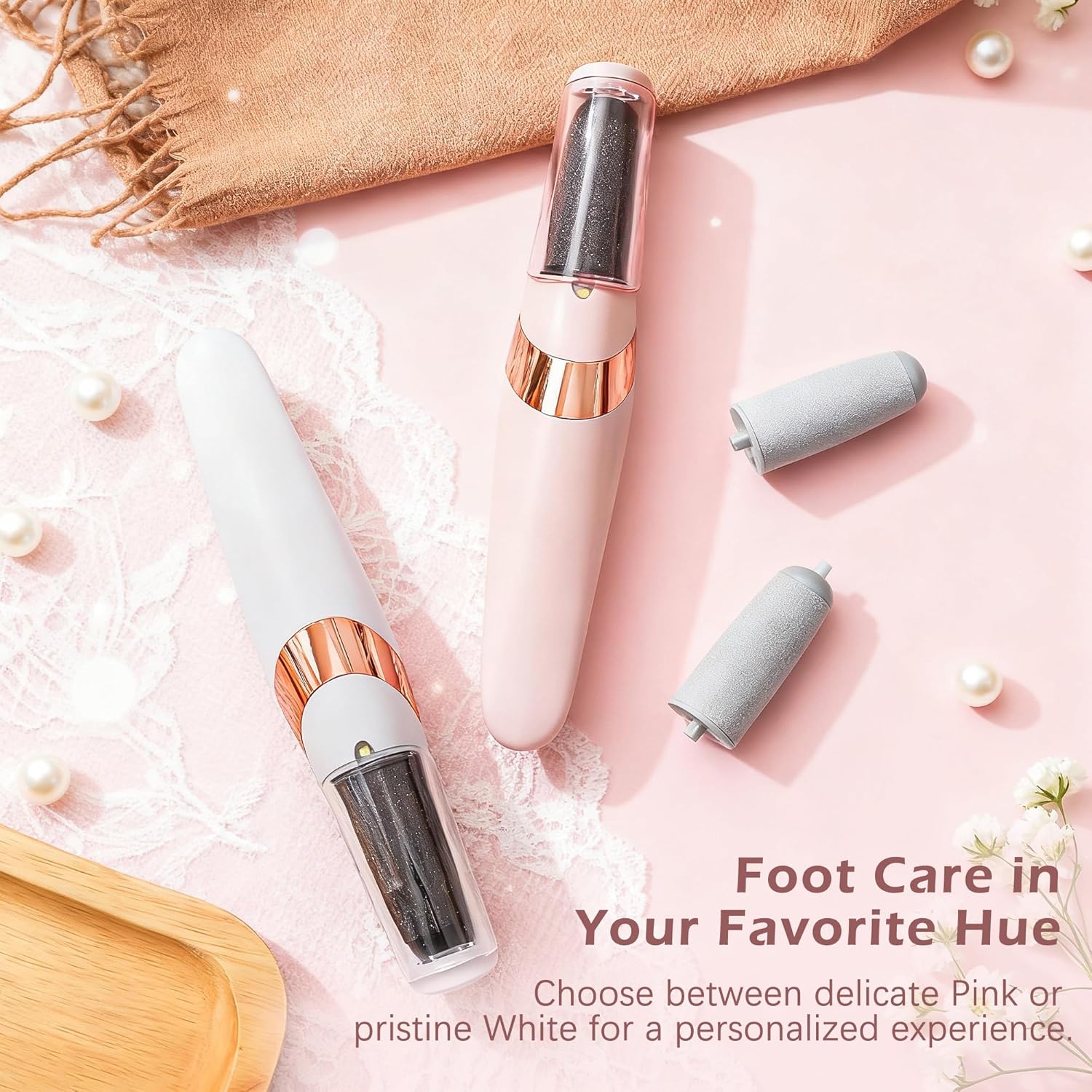 Rechargeable Electric Foot Grinder Hard Skin Remover, 2 Speeds, Coarse and Fine Heads, LED Light