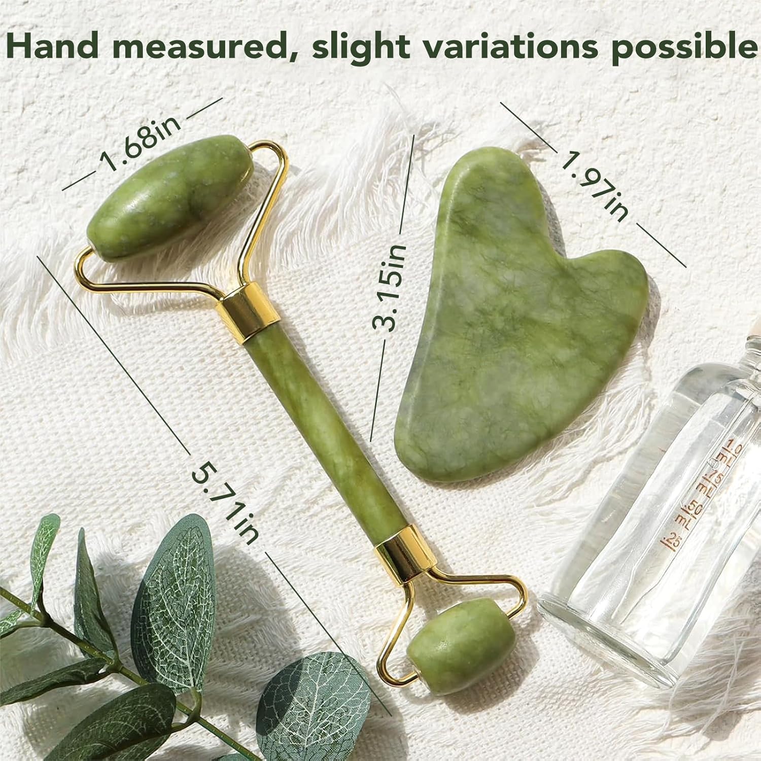 Jade Roller Set and Gua Sha for Face, Cooling and Firming Effect, Carving Tool
